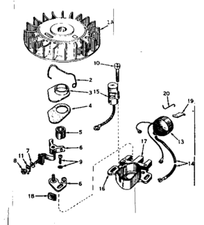 Magneto Diagram and Parts List for 143576172  Craftsman Engine