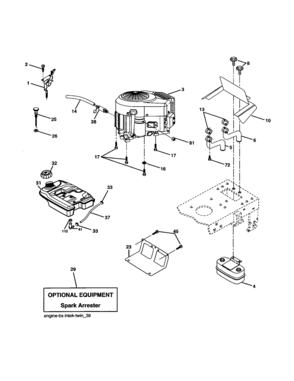 Engine Diagram and Parts List for 917277370  Craftsman Lawn Tractor