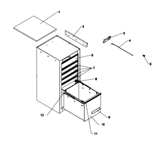 Tool Cabinet Diagram and Parts List for 706825640  Craftsman Tool Stand & Cart