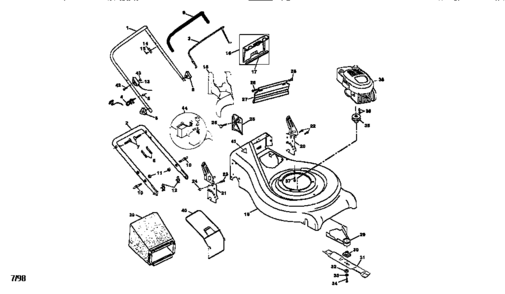 Main Frame Diagram and Parts List for 917377631  Craftsman Lawn Mower