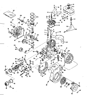 Basic Engine Diagram and Parts List for 143534042  Craftsman Engine