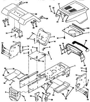Chassis And Enclosures Diagram and Parts List for 917257632  Craftsman Lawn Tractor
