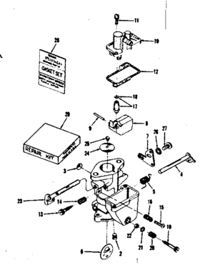 Carburetor Diagram and Parts List for 14340251  Craftsman Engine