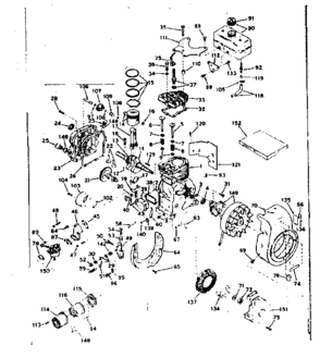 Basic Engine Diagram and Parts List for 143584032  Craftsman Engine