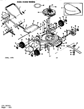 Replacement Parts Diagram and Parts List for 13190761  Craftsman Lawn Mower