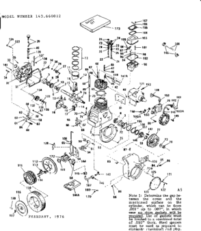 Replacement Parts Diagram and Parts List for 143660012  Craftsman Engine