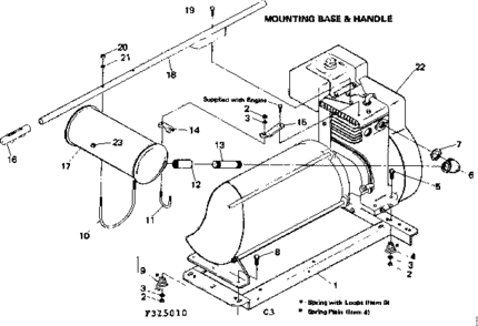 Mounting Base & Handle Diagram and Parts List for 580325010  Craftsman Engine