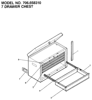 7 Drawer Chest Diagram and Parts List for 706658310  Craftsman Tool Stand & Cart