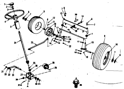 Steering, Front Axle And Wheels Diagram and Parts List for 917252654  Craftsman Lawn Tractor