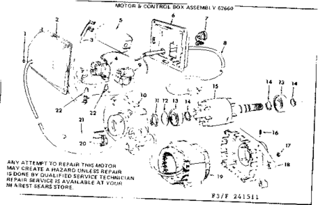 2-inch Motorized Table Saw/motor & Control Bx Diagram and Parts List for 22237  Craftsman Table Saw