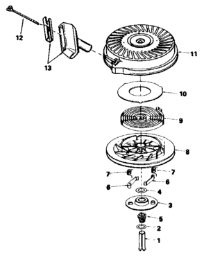 Rewind Starter Diagram and Parts List for 143836102  Craftsman Engine