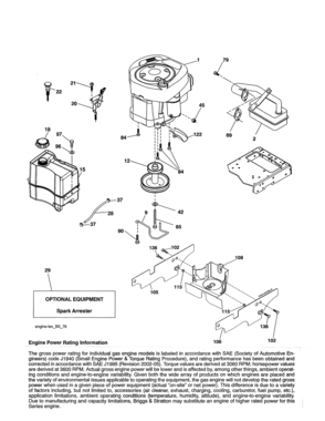 Engine Diagram and Parts List for 917990030  Craftsman Lawn Tractor