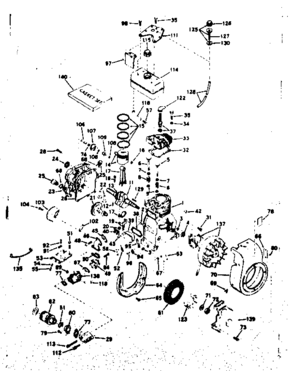 Basic Engine Diagram and Parts List for 143604042  Craftsman Engine