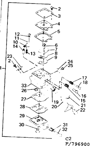 Carburetor Diagram and Parts List for 234796900  Craftsman Trimmer