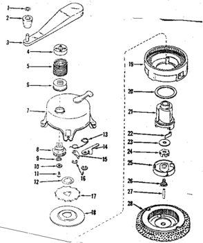 Ratchet Self Starter No. 29986 Diagram and Parts List for 143501011  Craftsman Engine