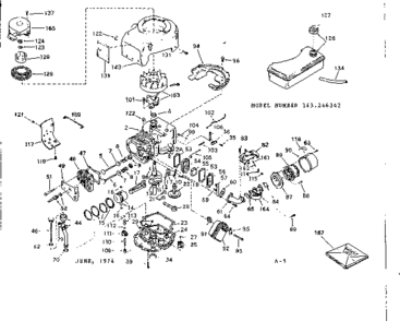 Replacement Parts Diagram and Parts List for 143246342  Craftsman Engine