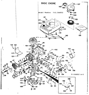 Basic Engine Diagram and Parts List for 143166052  Craftsman Engine