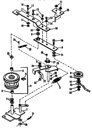 Pulley Assembly Diagram and Parts List for 842240660  Craftsman Snow Blower
