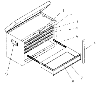 Part Location Diagram of 9998-RF Craftsman Tool chest handle