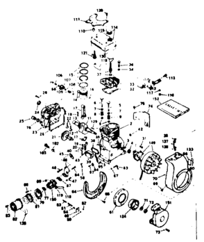 Basic Engine Diagram and Parts List for 143634032  Craftsman Engine
