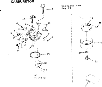 Carburetor Diagram and Parts List for 143264092  Craftsman Engine