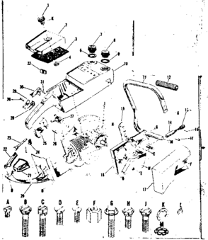 Handle And Tank Assembly Diagram and Parts List for 91762808  Craftsman Chainsaw