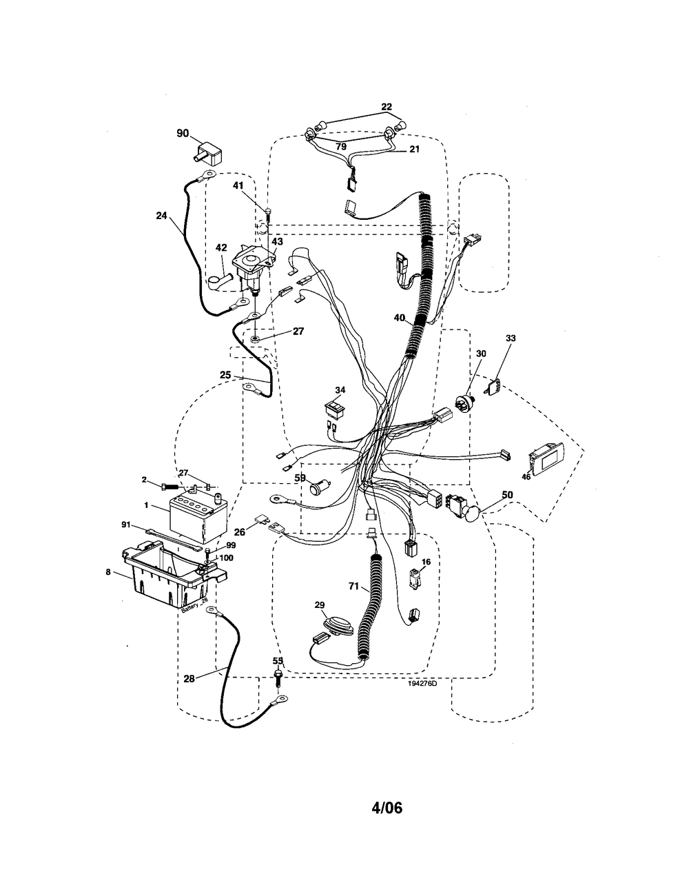 Diagram Diagram and Parts List for 917276922 Type 0 Craftsman Lawn Tractor
