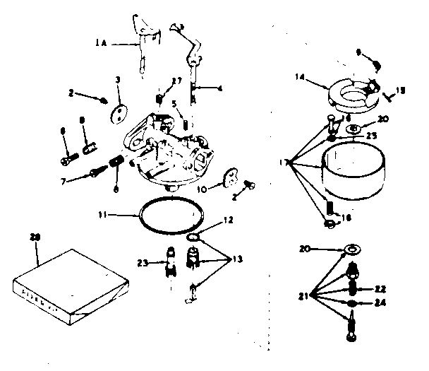 Carburetor Diagram and Parts List for 143639012  Craftsman Engine
