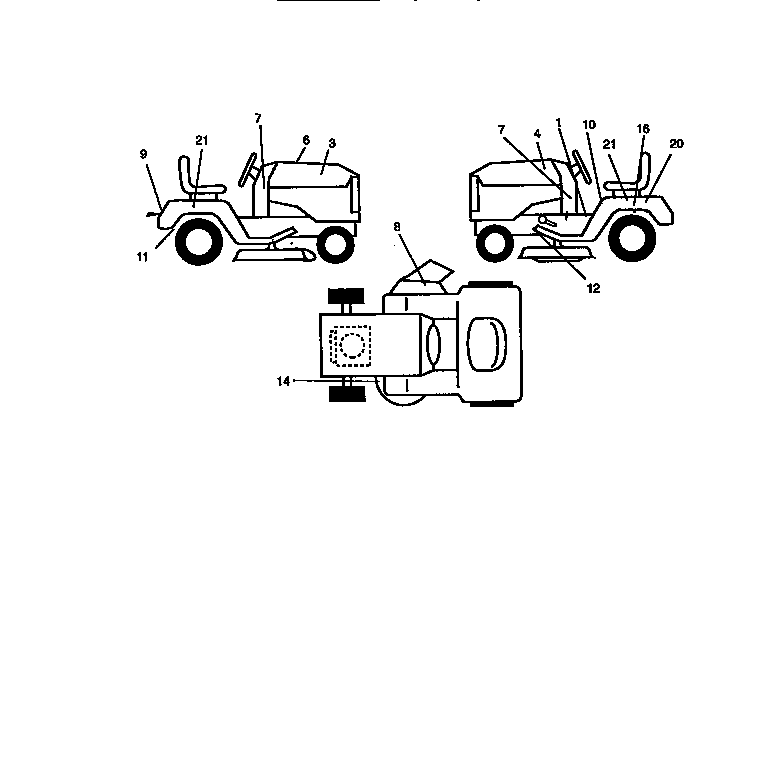 Decals Diagram and Parts List for 917271380  Craftsman Lawn Tractor