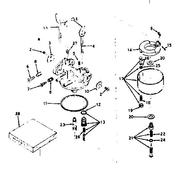 Carburetor Diagram and Parts List for 143578022  Craftsman Engine