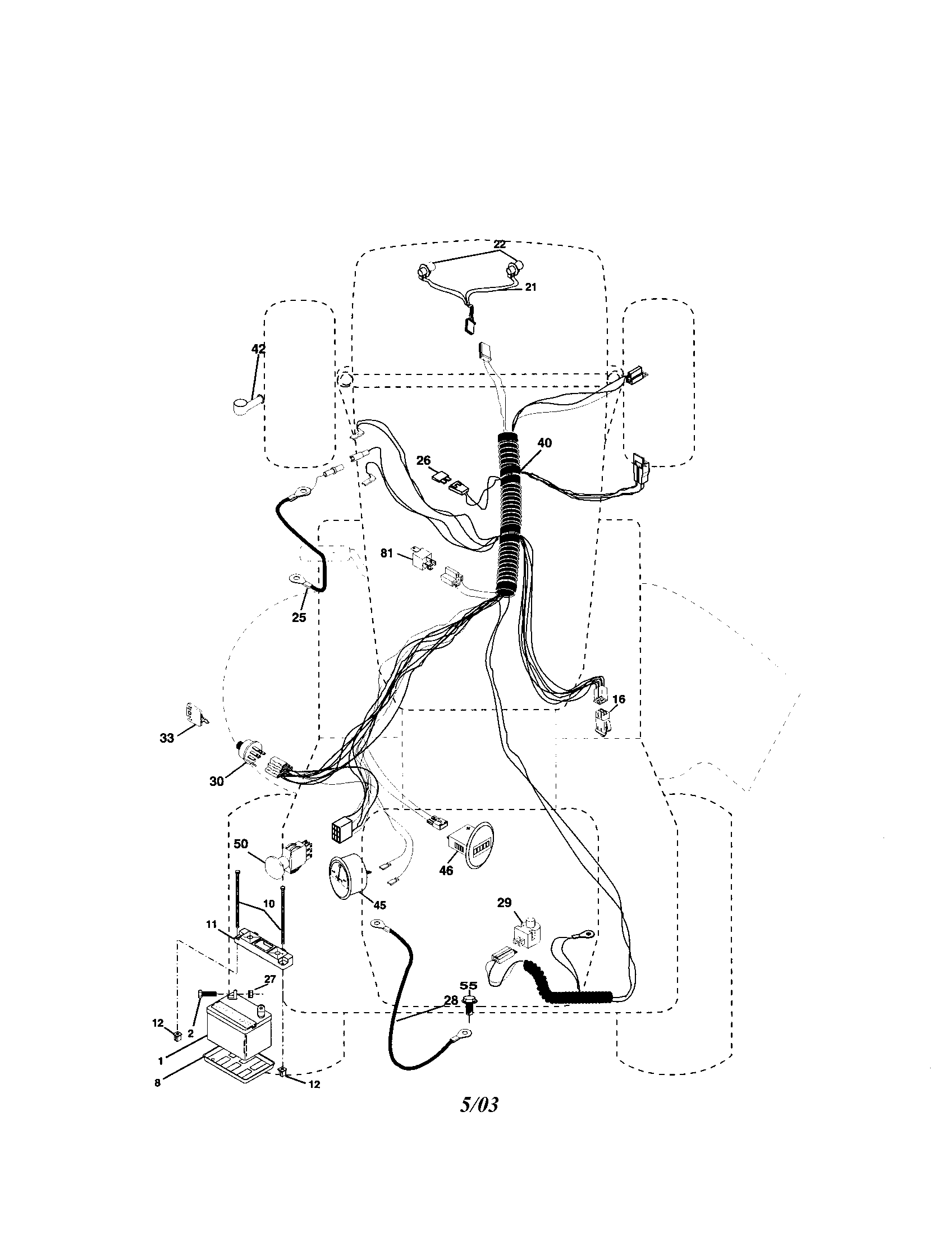 Electrical Diagram and Parts List for 917273241  Craftsman Lawn Tractor