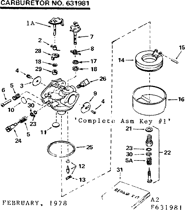Replacement Parts Diagram and Parts List for 143276462  Craftsman Engine