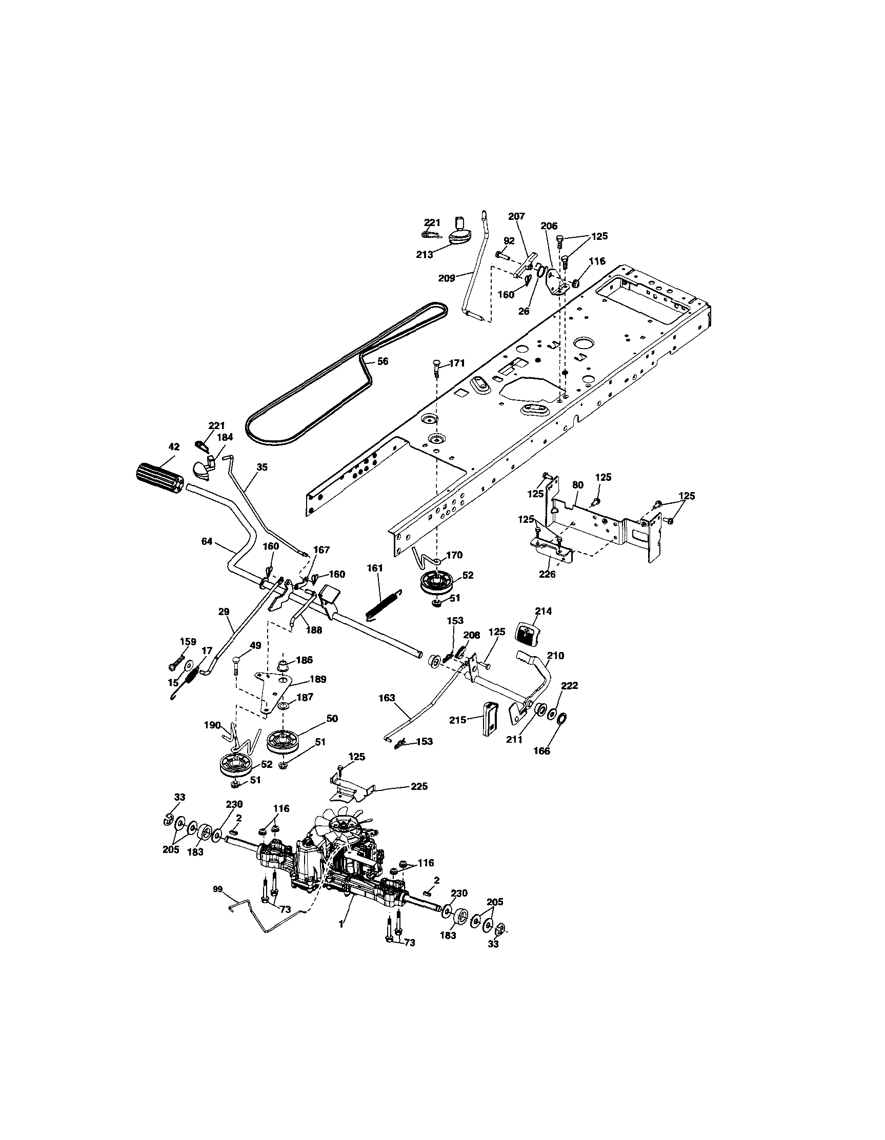 Ground Drive Diagram and Parts List for 917288342  Craftsman Lawn Tractor