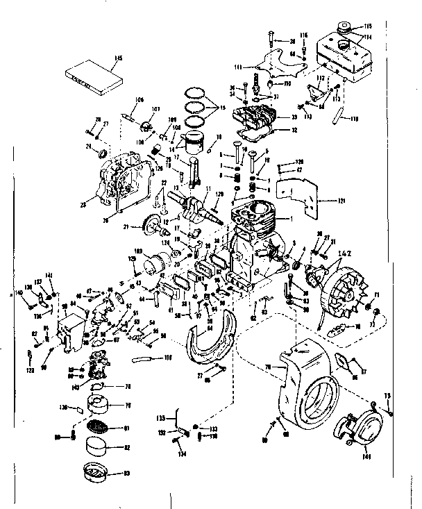 Basic Engine Diagram and Parts List for 143501270  Craftsman Engine