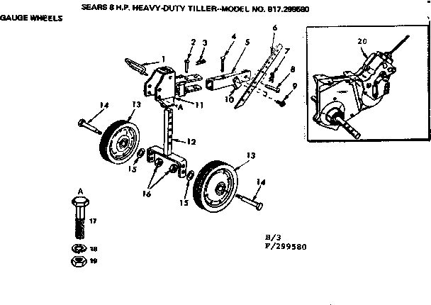 Gauge Wheels Diagram and Parts List for 917299580  Craftsman Tiller