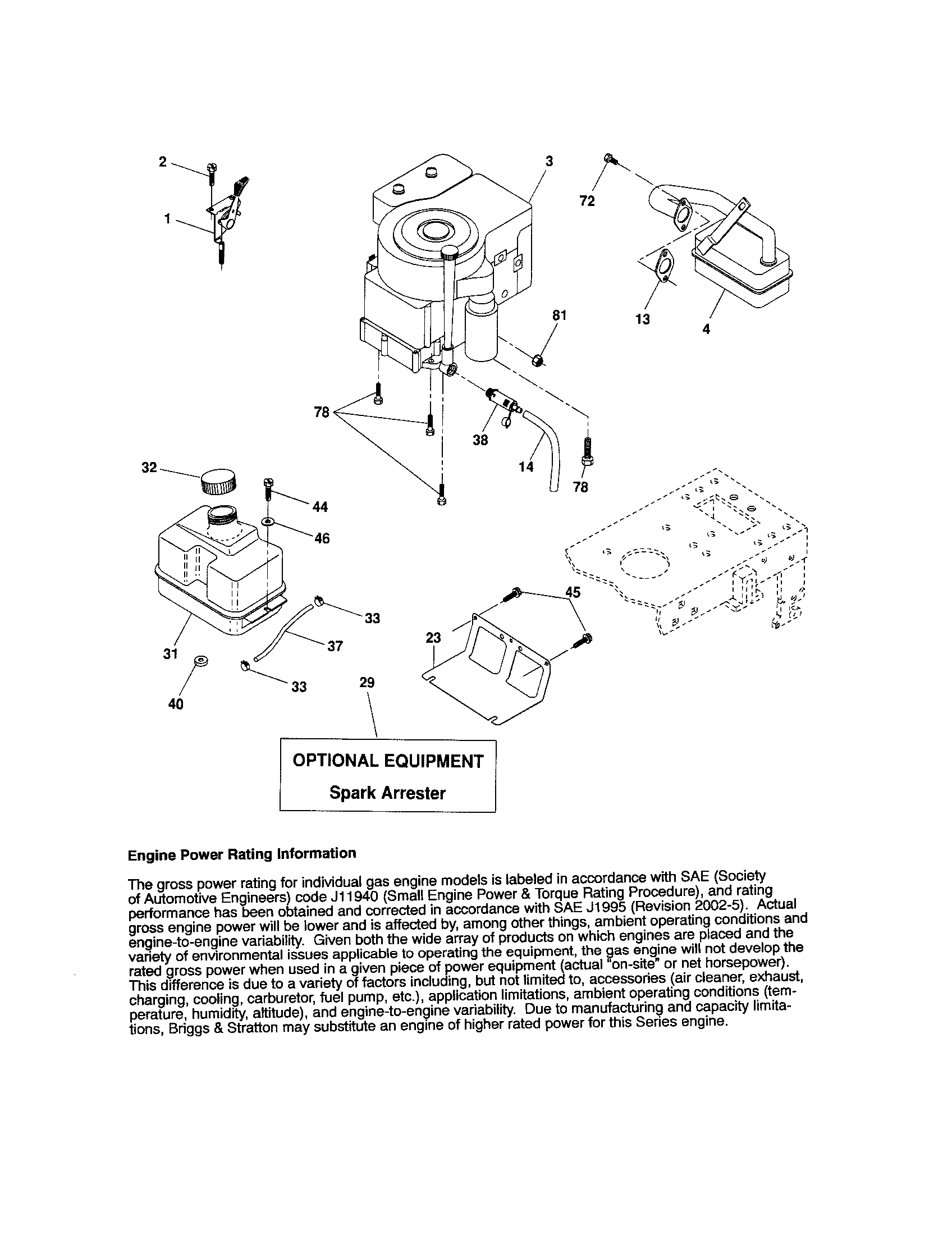 Engine Diagram and Parts List for 917287053  Craftsman Lawn Tractor
