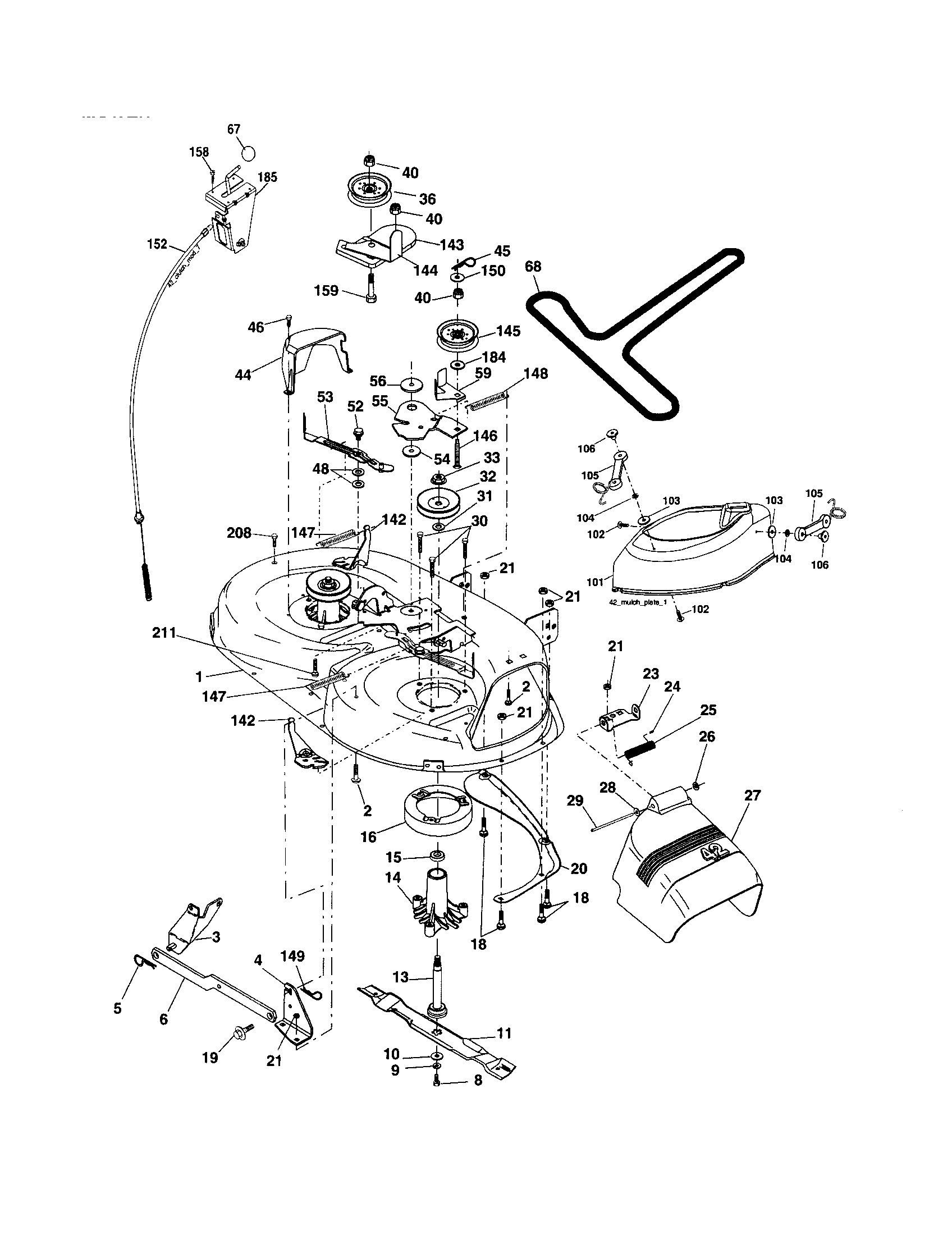 Mower Diagram and Parts List for 917257400  Craftsman Lawn Tractor
