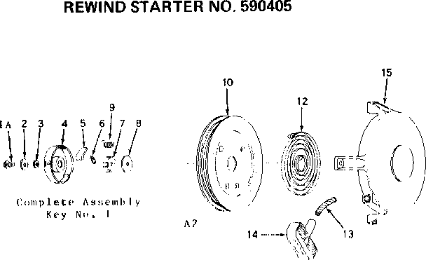 Rewind Starter Diagram and Parts List for 143652042  Craftsman Engine