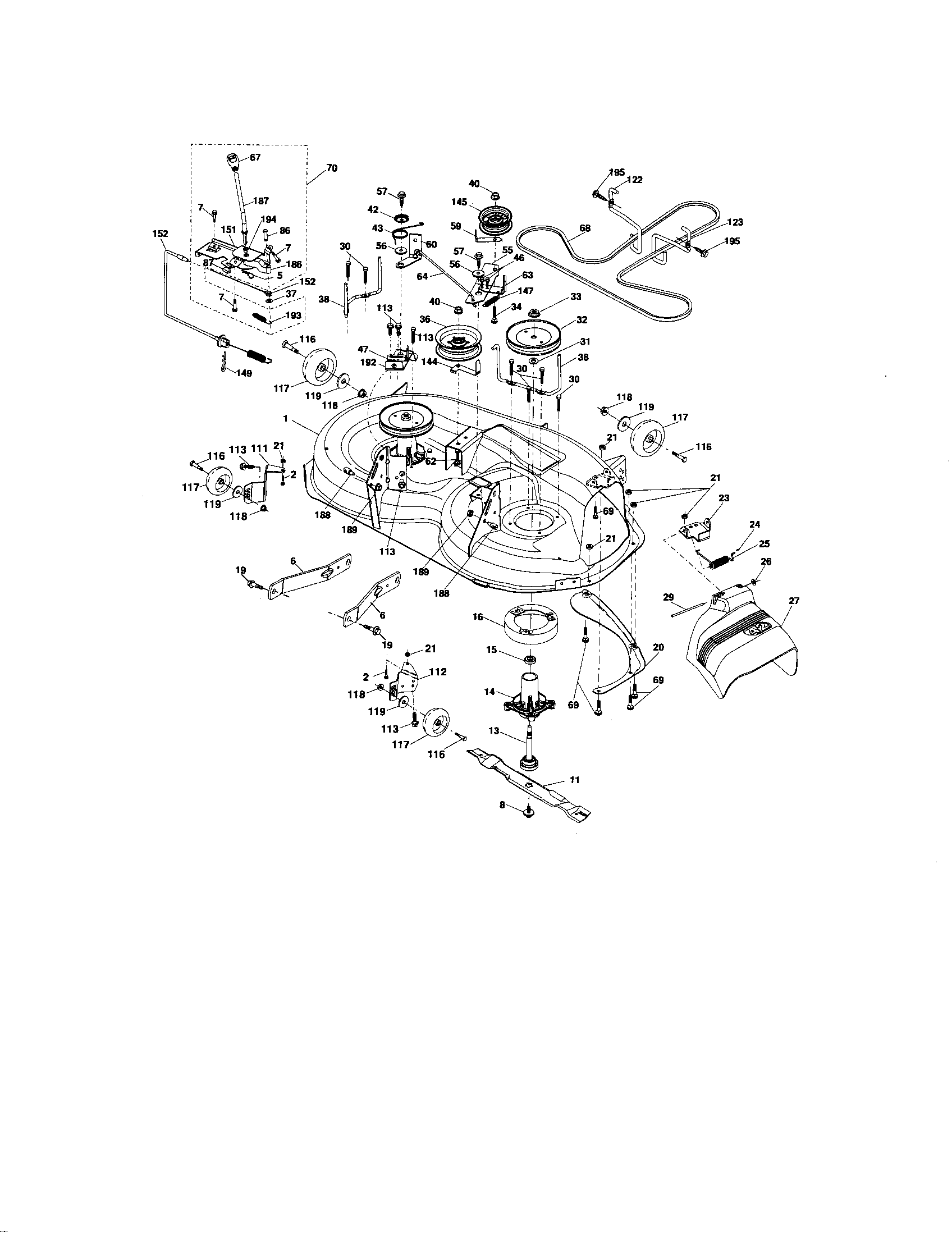 Mower Deck Diagram and Parts List for 917276683  Craftsman Lawn Tractor