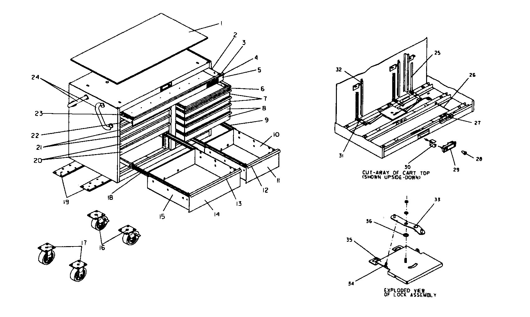Cart Diagram and Parts List for 706593140  Craftsman Tool Stand & Cart
