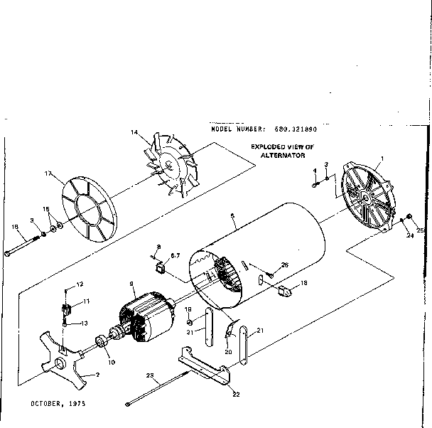 Alternator Diagram and Parts List for 580321890  Craftsman Engine