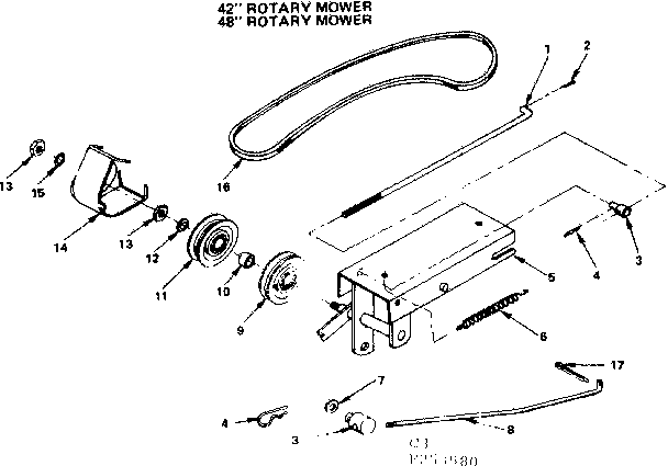 Idler Assembly Diagram and Parts List for 917253590  Craftsman Lawn Mower