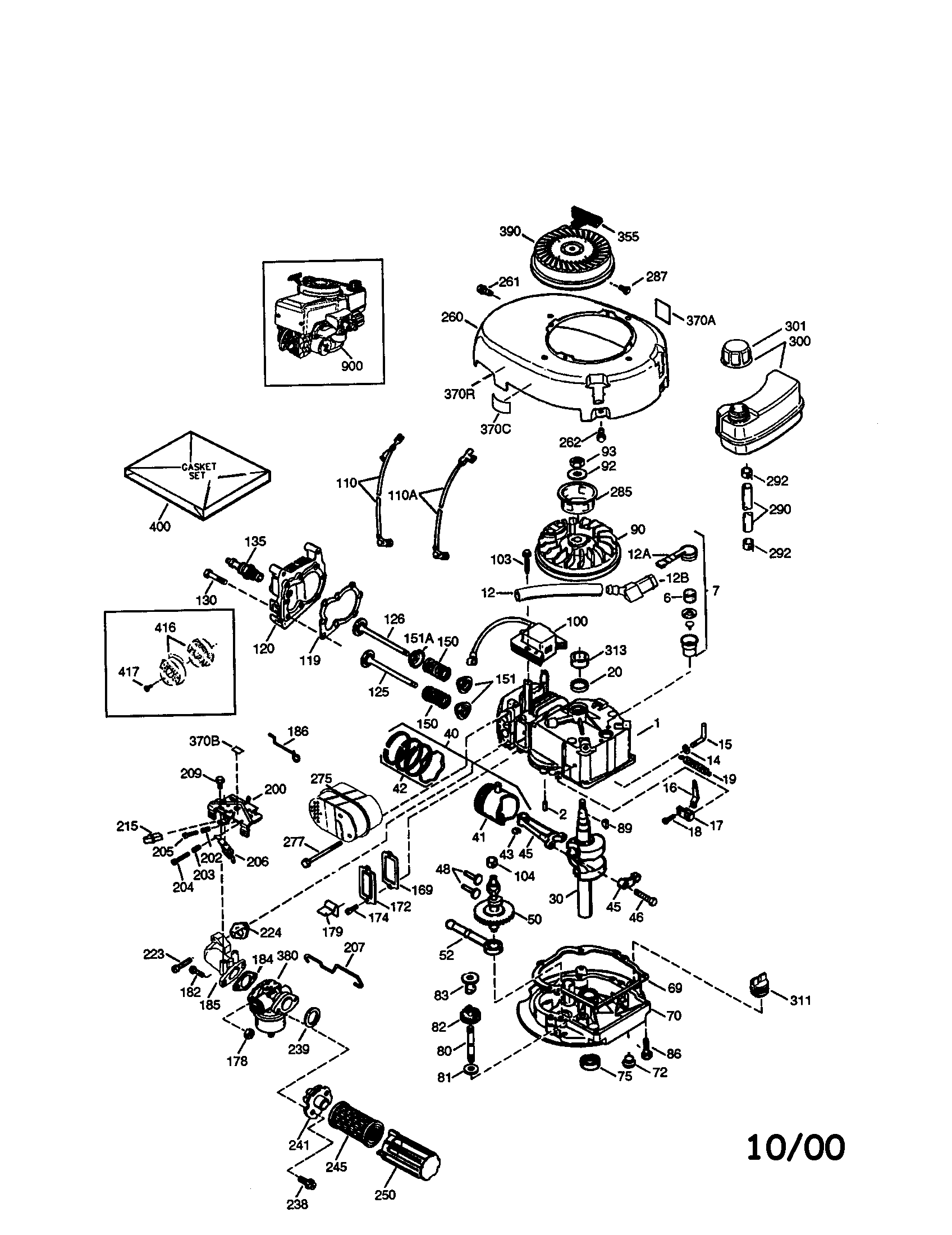 4-cycle Engine Diagram and Parts List for 143013502  Craftsman Engine