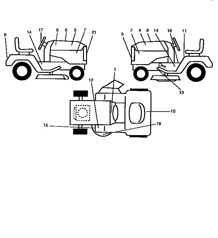 Decals Diagram and Parts List for 917258070  Craftsman Lawn Tractor