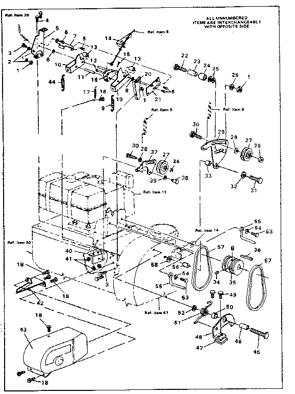 Impeller And Augar Drive Diagram and Parts List for 8872  Craftsman Snow Blower
