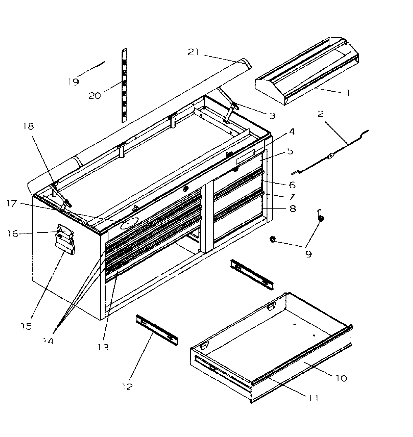 Toolbox Diagram and Parts List for 706659203  Craftsman Tool Stand & Cart