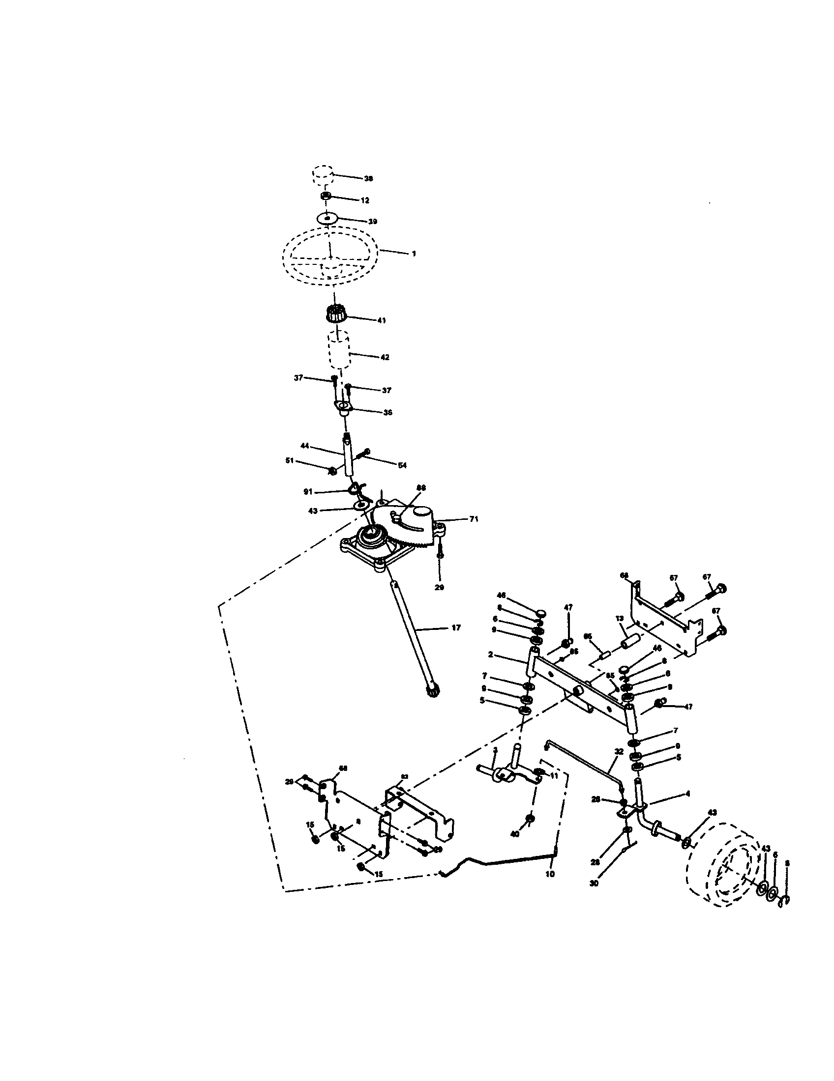 Steering Assembly Diagram and Parts List for 917272672  Craftsman Lawn Tractor