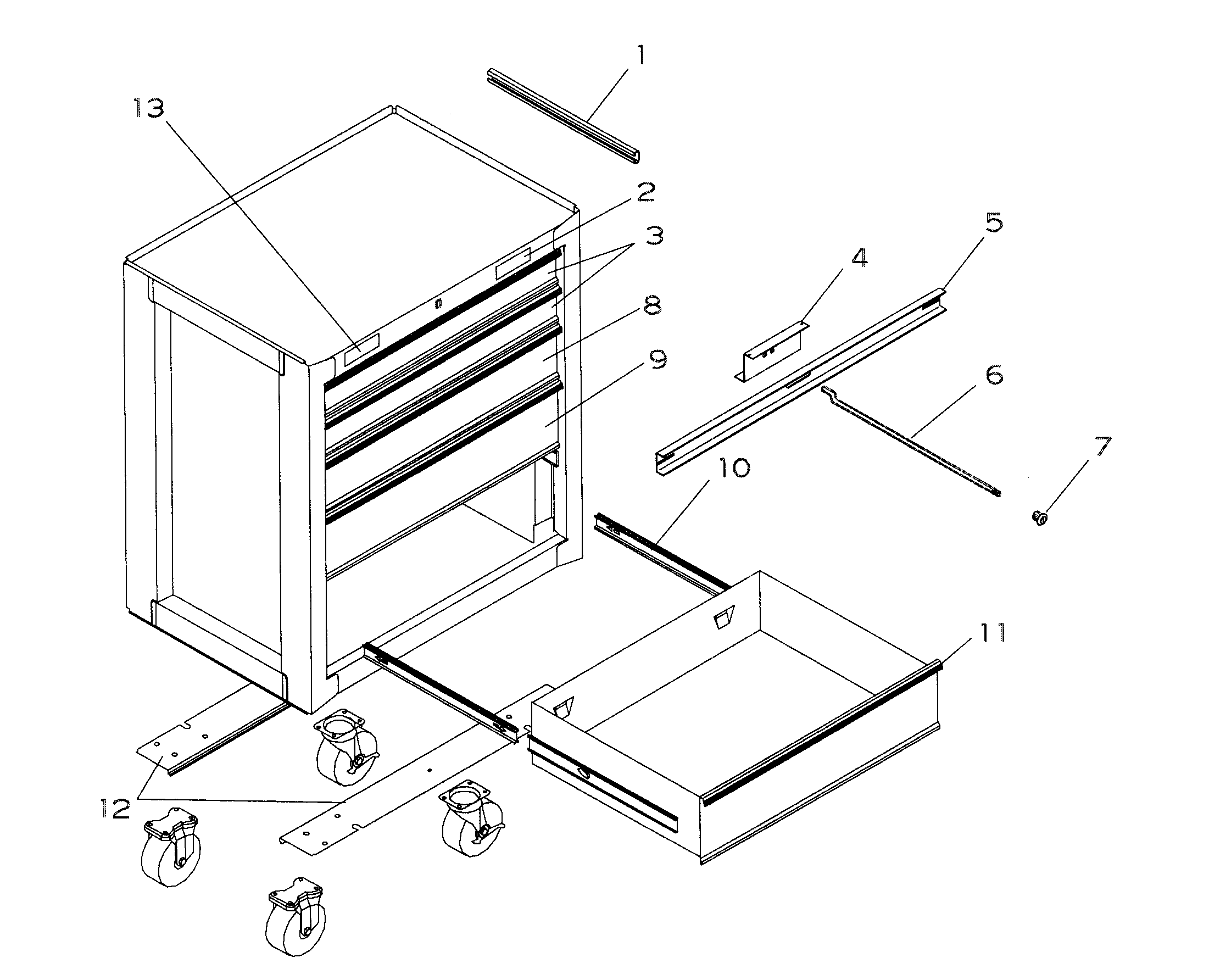 Tool Chest Diagram and Parts List for 706652005  Craftsman Tool Stand & Cart