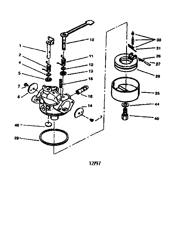 Carburetor 632641 Diagram and Parts List for 143632641  Craftsman Lawn Mower