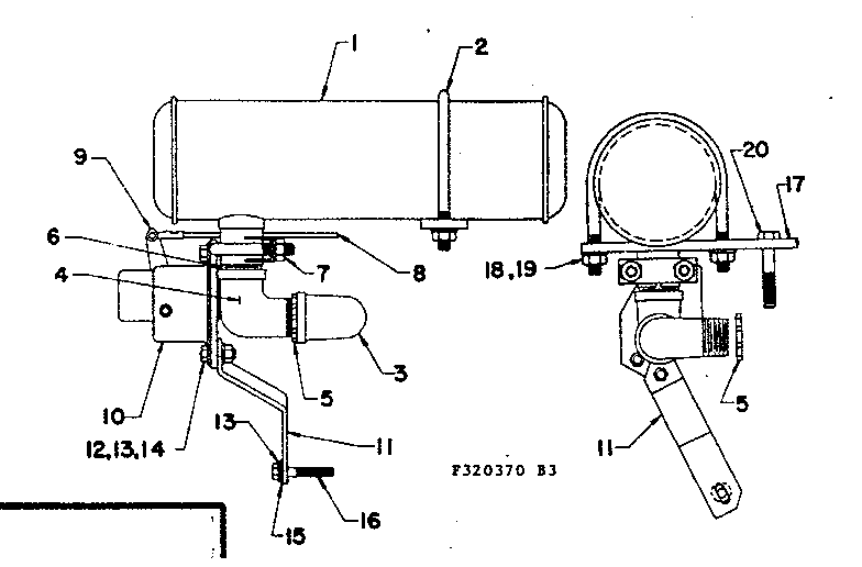 Muffler Assembly Diagram and Parts List for 580320370  Craftsman Engine